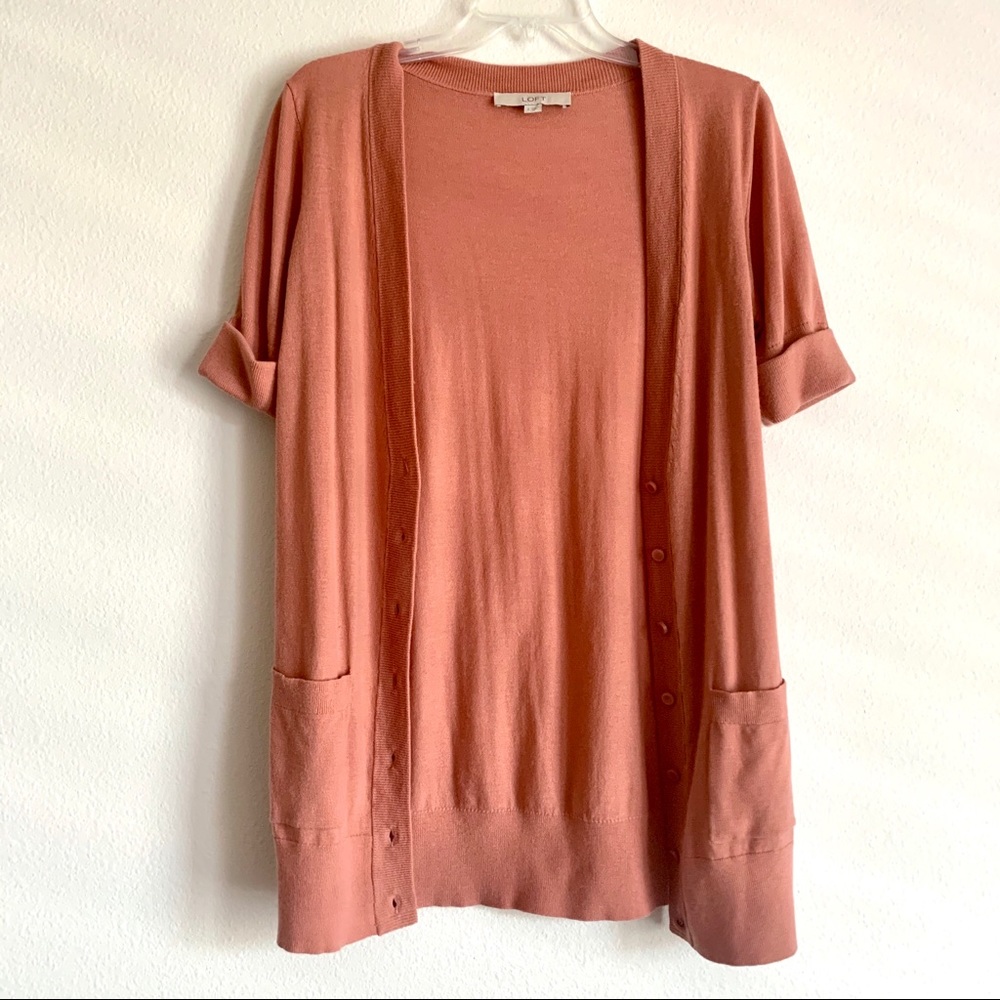 💕Peach Short Sleeve Loft Cardigan